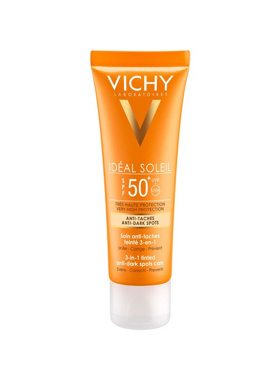 Vichy Ideal Soleil obojena zastita krema 3u1 protiv tamnih mrlja SPF 50