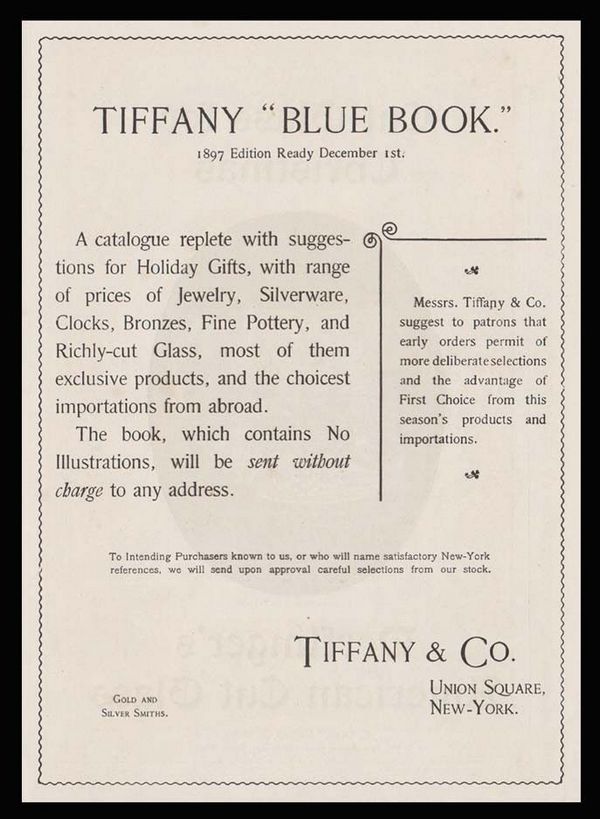 1896 TIFFANY  CO. BLUE BOOK AD - GOLD  SILVER SMITHS