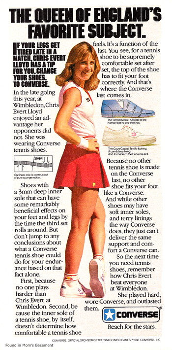 1982 Converse ad featuring Chris Evert