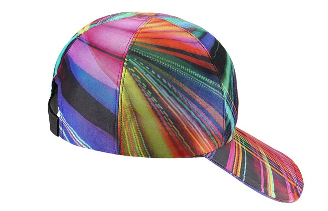 Cap in multicoloured silk with a black touch fastener A76329-Y11438-MC923 cr