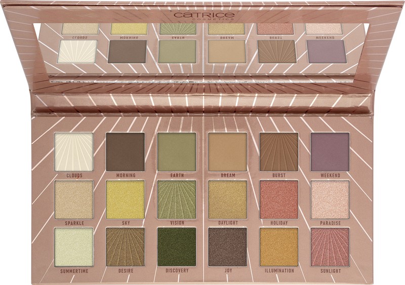 4059729281739 Catrice Sunshine Heat Me Up 18 Colour Eyeshadow Palette Image Front View Full Open png