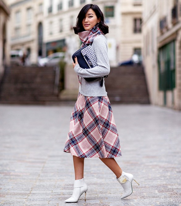 street style plaid skirt