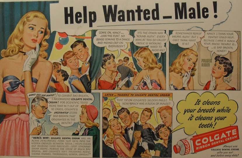 1940s COLGATE TOOTHPASTE comic illustration advertisement vintage teenagers