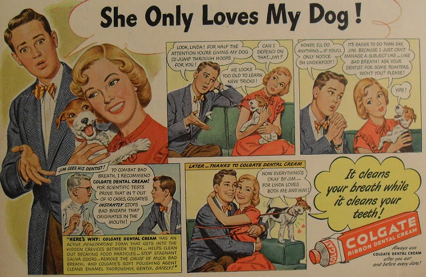 1940s COLGATE TOOTHPASTE comic illustration advertisement vintage teenagers 2