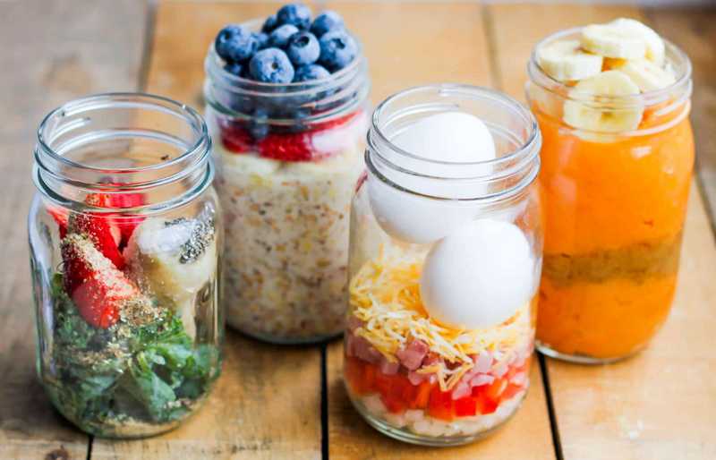 Breakfast Meal Prep Jars 4 Ways SMILE SANDWICH
